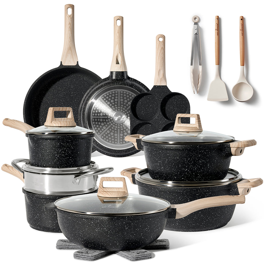Just Perfecto 21-Pieces Nonstick Granite Pots and Pans Cookware Set (B
