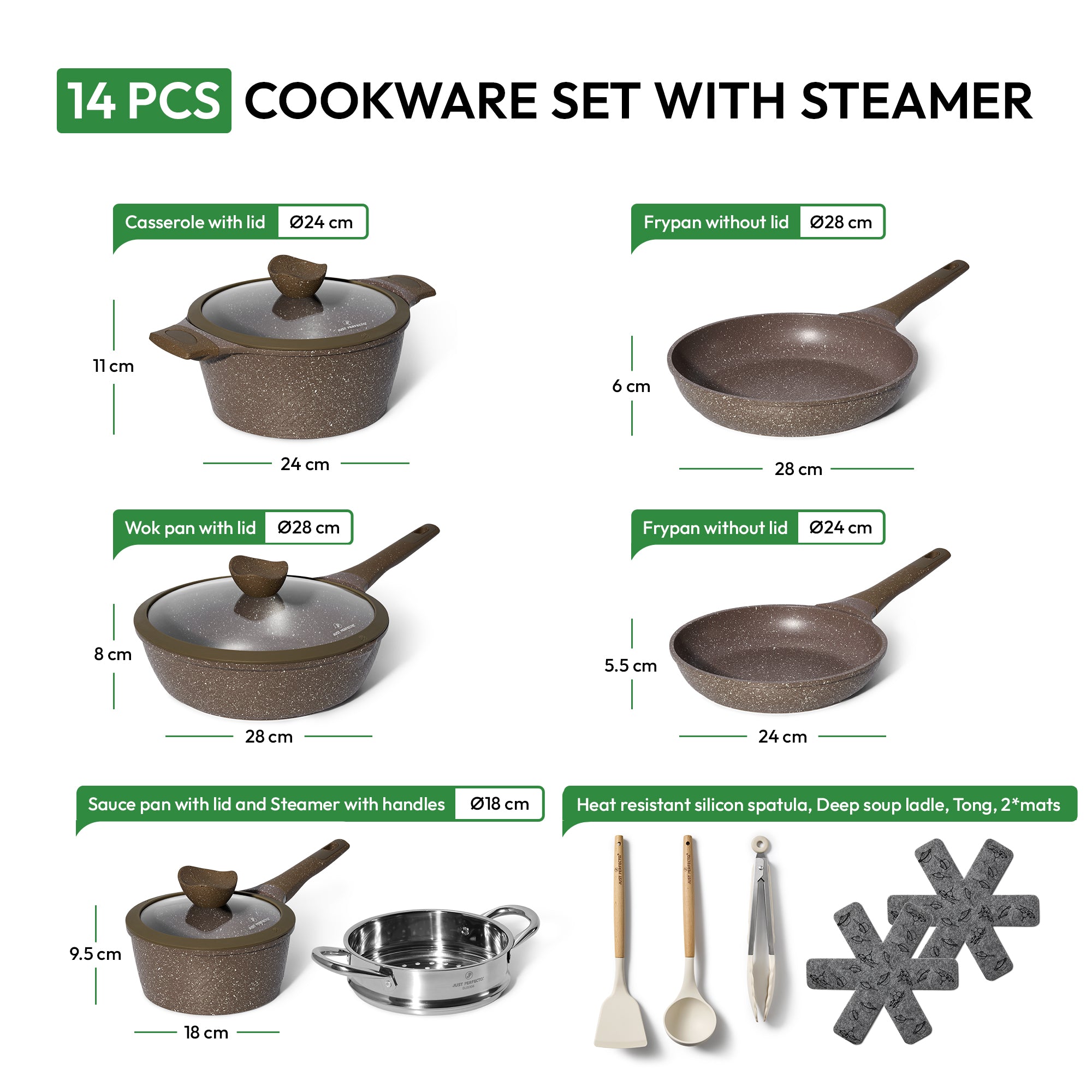 GiPP Set de Poêles et Casseroles 15 Pièces - Revêtement Céramique Sans Toxiques, Poignées Détachables, Compatible Induct GiPP Set de Poêles et Casseroles 15 Pièces - Revêtement Céramique Sans Toxiques, Poignées Détachables, Compatible Induct