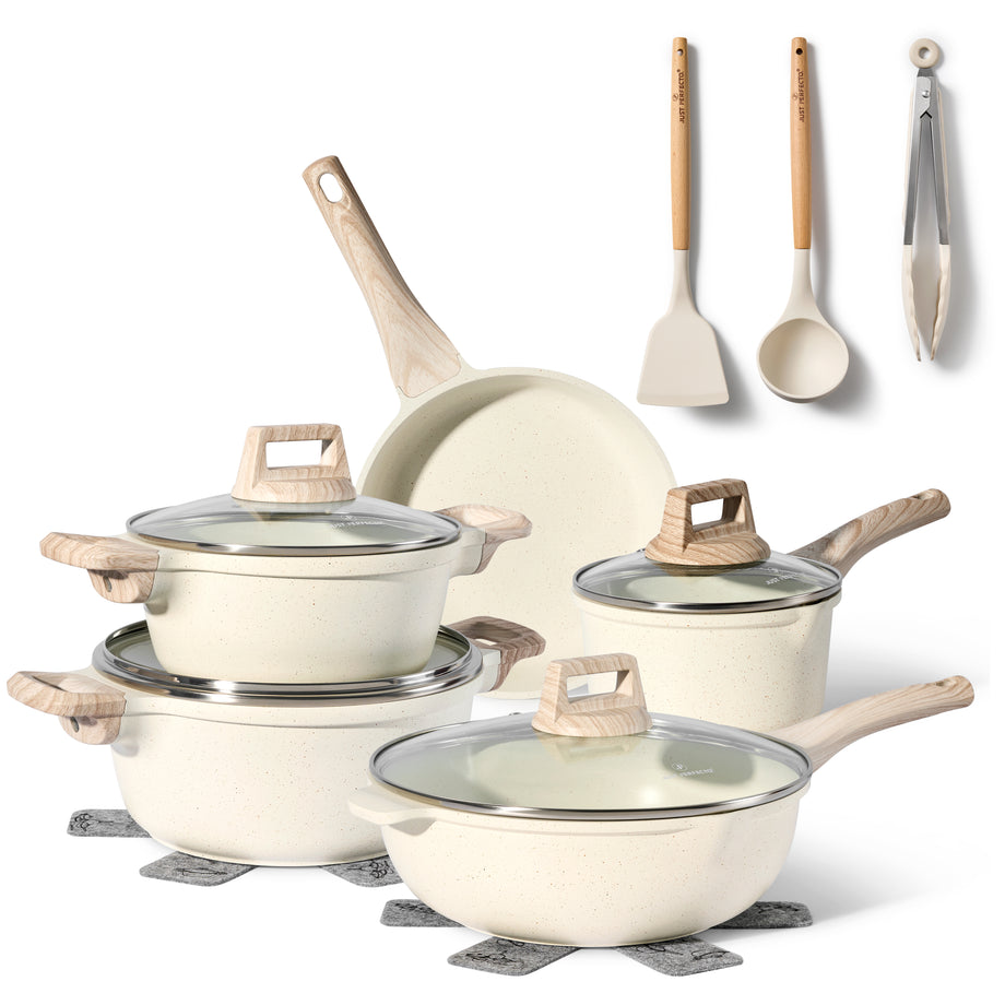 Just Perfecto 14-Pieces Nonstick Granite Pots and Pans Cookware Set (B