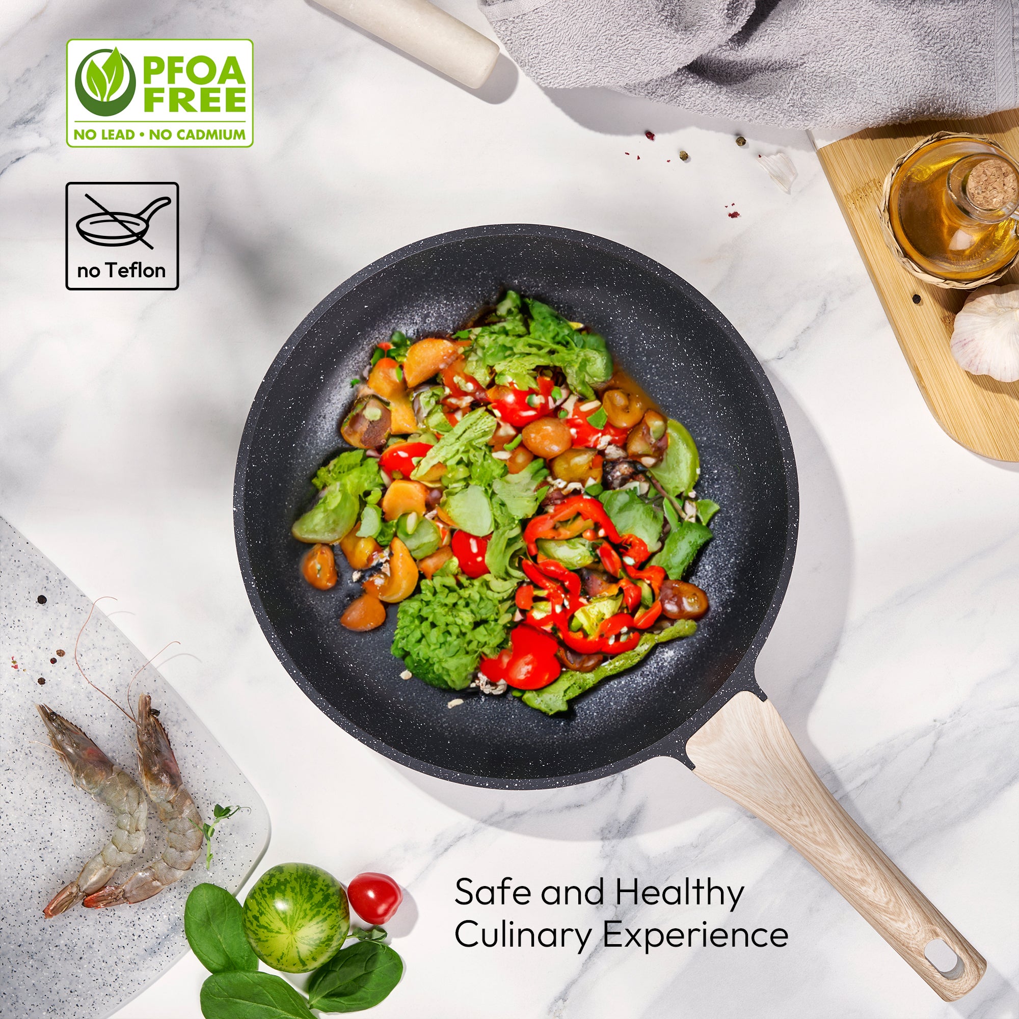JUST PERFECTO Batterie De Cuisine 21 Pièces Induction - Set Poêles Et Casseroles Antiadhésives Sans PFOA Ni PTFE, Revêtement Granite Ultra Résistant, Tous Feux Dont Induction (Noir)
